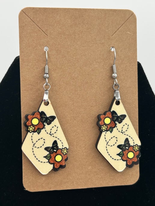 Fancy Flower Shaped Sublimated Earrings