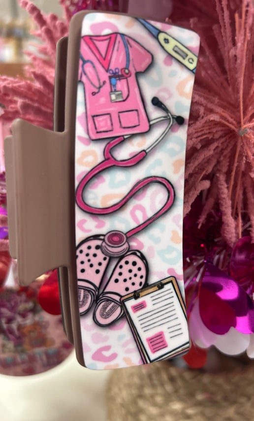 Nursing Themed Sublimated MDF Hair Clip Large