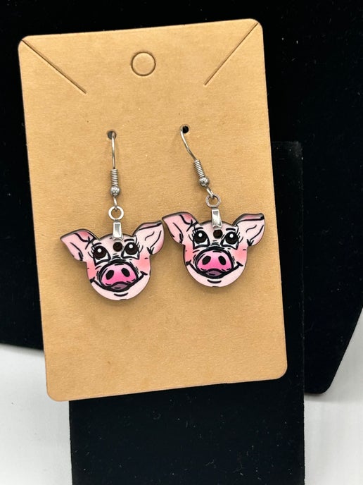 Pig Head Shaped Sublimated Earrings 1 inch
