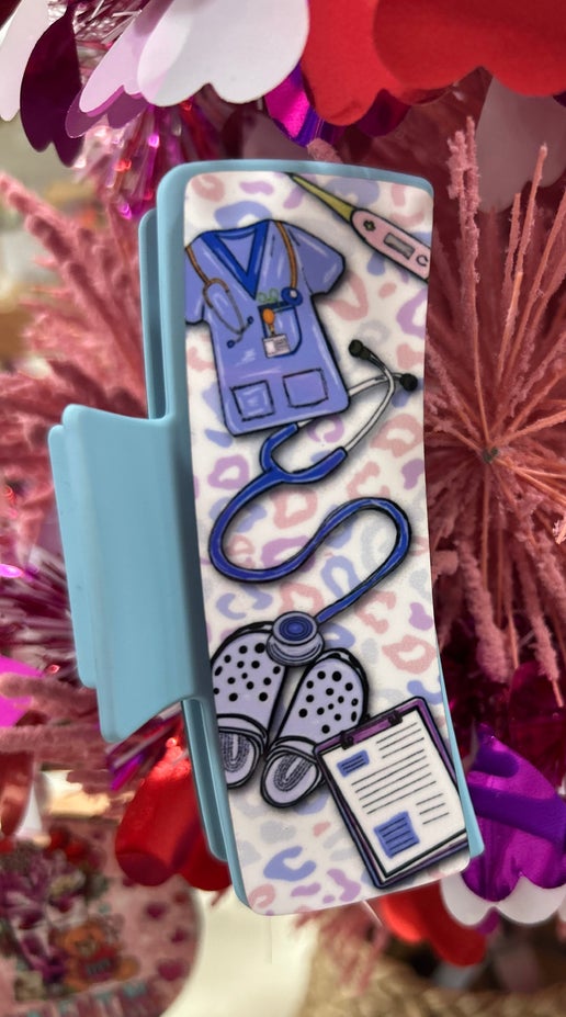 Nursing Themed Sublimated MDF Hair Clip Large