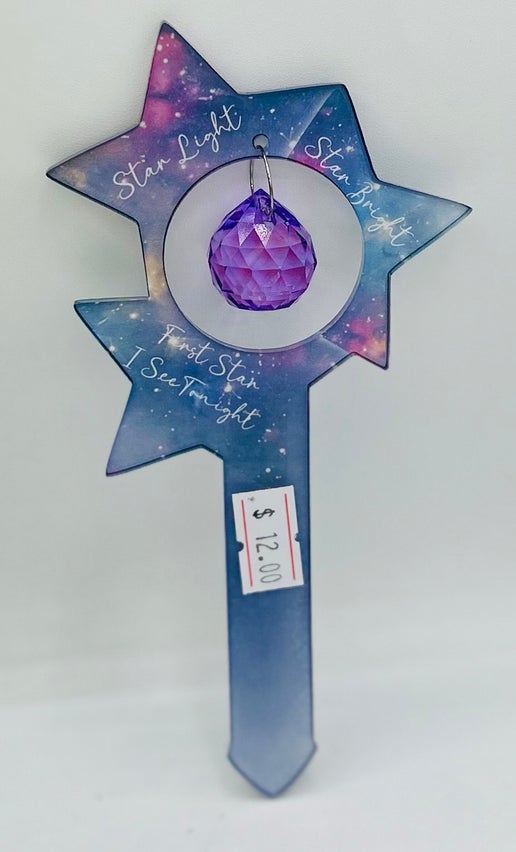 Acrylic Shaped Sublimated Garden Stake with hole and  crystal or Acrylic charm