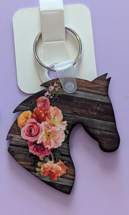 Horse Head Shaped Sublimated Keychain