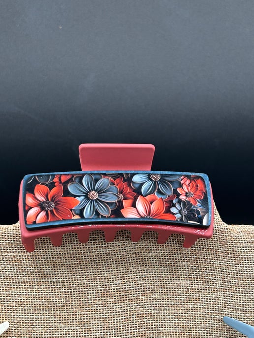 Floral Themed Sublimated 4 inch Hair Clip