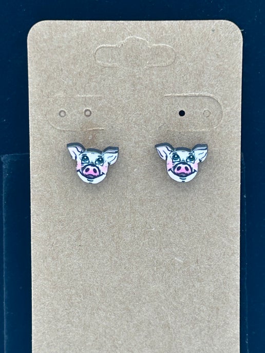 PigHead Shaped Sublimated Stud Earrings