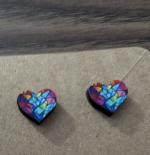 Heart Shaped Sublimated Stud Earrings