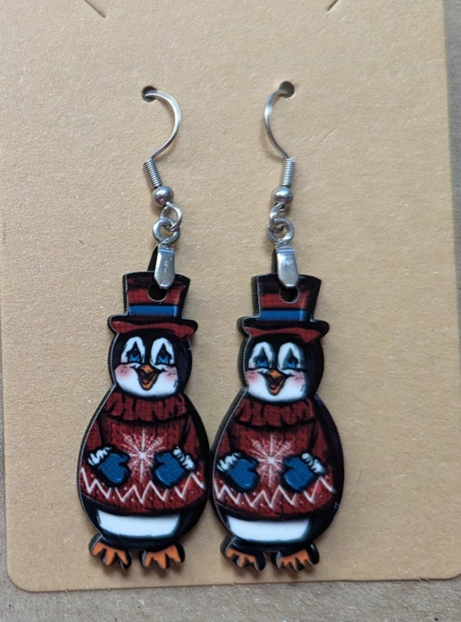 Penguin Shaped Sublimated Earrings