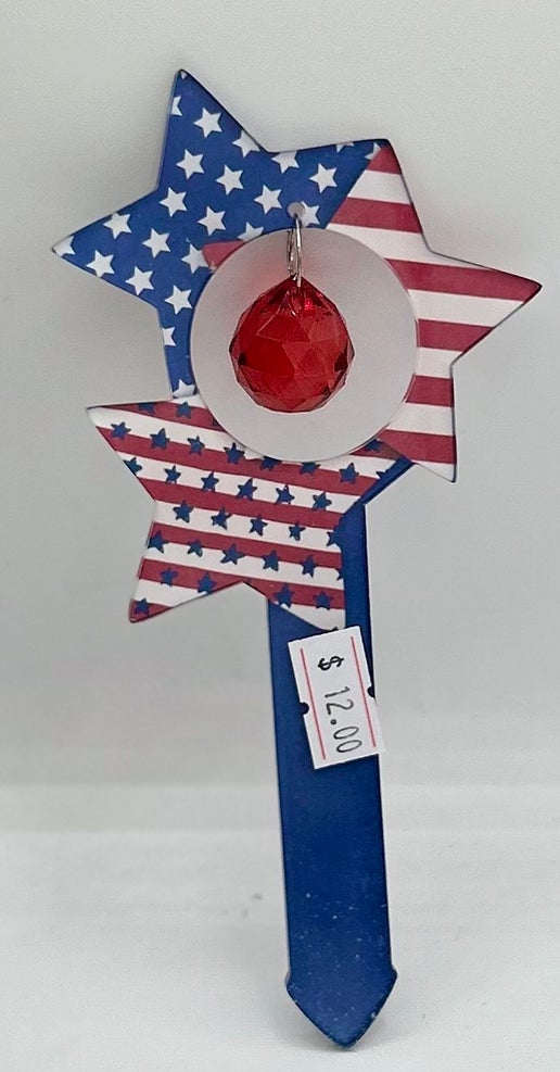 Acrylic Shaped Sublimated Garden Stake with hole and  crystal or Acrylic charm