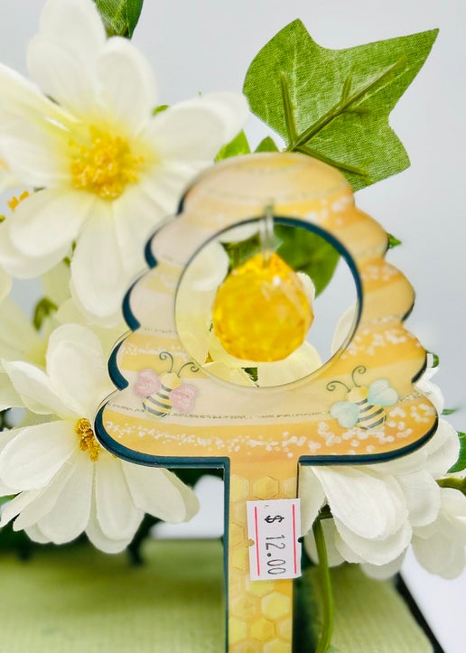 Acrylic Shaped Sublimated Garden Stake with hole and  crystal or Acrylic charm