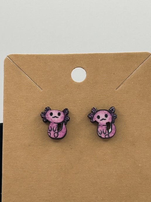 Axoloti Shaped Sublimated Stud Earrings