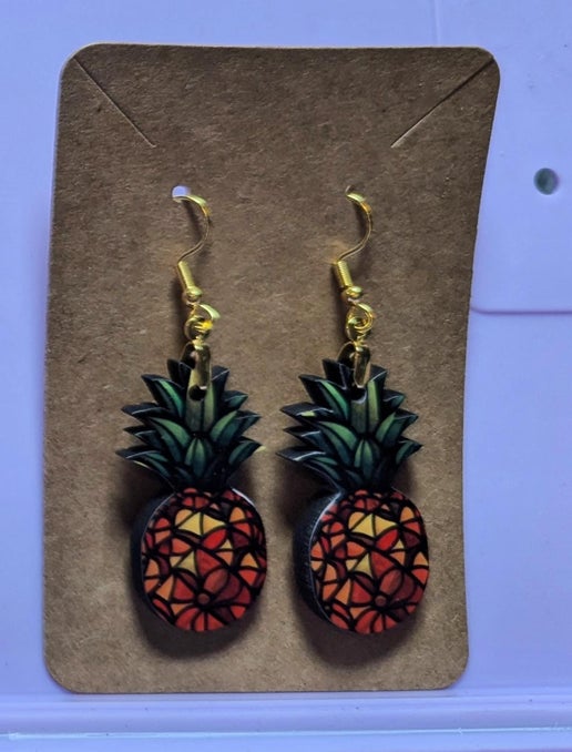 Pineapple Shaped Sublimated Earrings