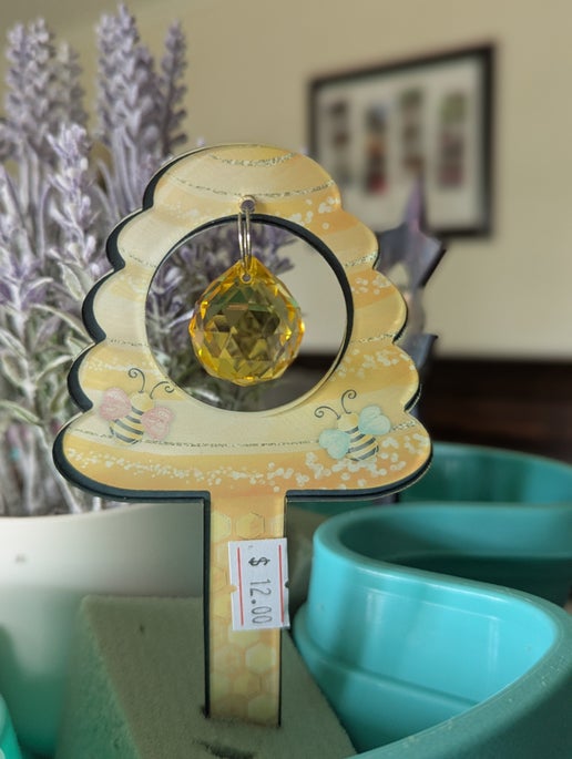 Acrylic Shaped Sublimated Garden Stake with hole and  crystal or Acrylic charm