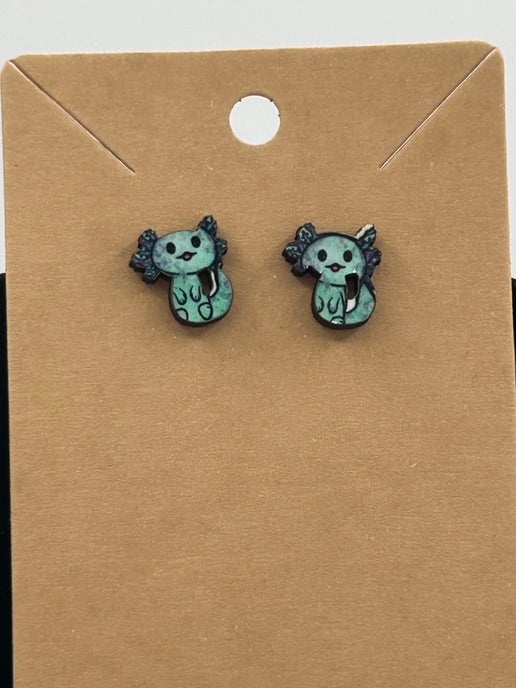 Axoloti Shaped Sublimated Stud Earrings