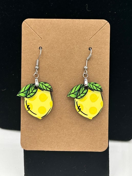 Lemon Shaped Sublimated Earrings