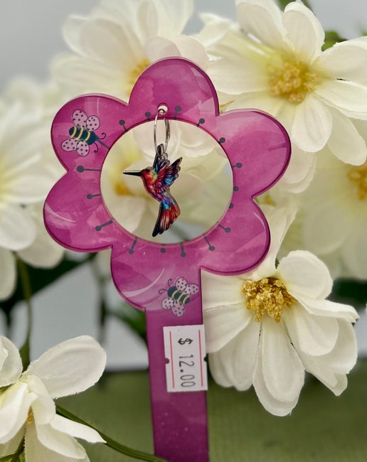 Acrylic Shaped Sublimated Garden Stake with hole and  crystal or Acrylic charm