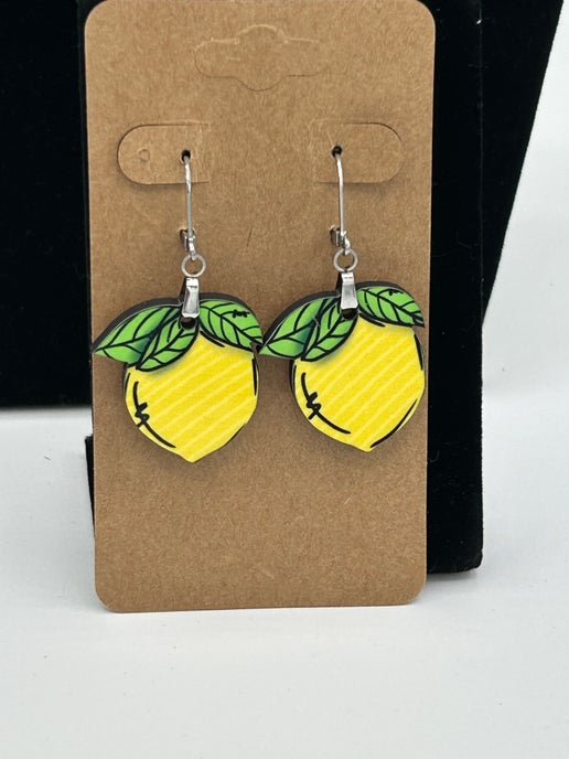 Lemon Shaped Sublimated Earrings