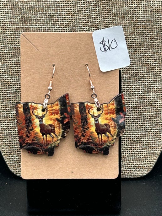 Ohio Shaped Sublimated Earrings