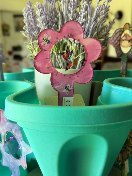 Acrylic Shaped Sublimated Garden Stake with hole and  crystal or Acrylic charm