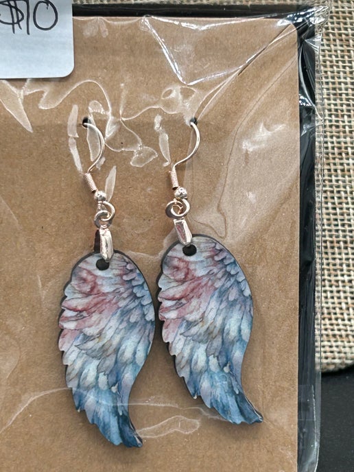 Angel wing shaped sublimated earrings