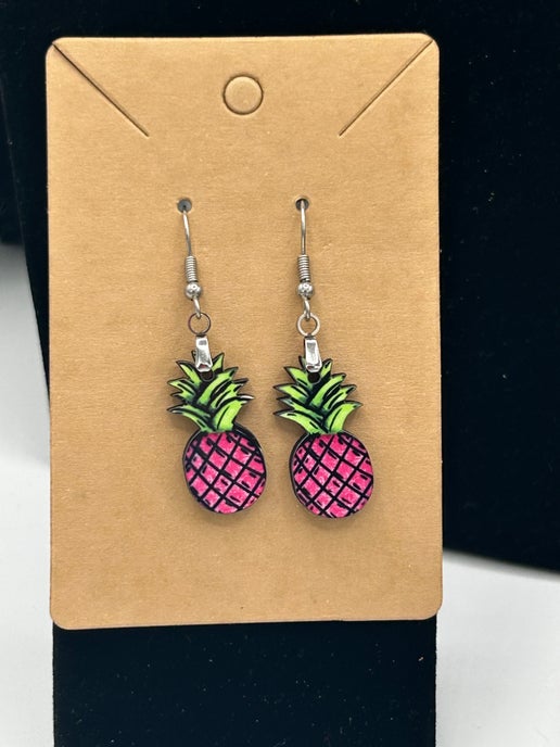 Pineapple Shaped Sublimated Earrings 1 inch