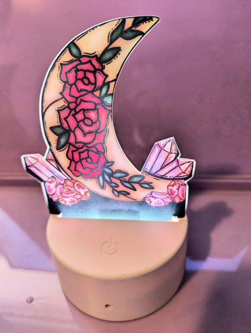 Moon with Gems Shaped Sublimated Acrylic Light