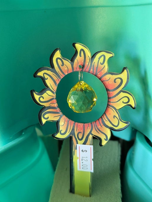 Acrylic Shaped Sublimated Garden Stake with hole and  crystal or Acrylic charm