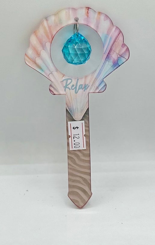 Acrylic Shaped Sublimated Garden Stake with hole and  crystal or Acrylic charm