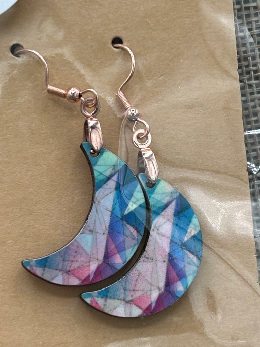 Moon Shaped Sublimated Earrings 1 inch