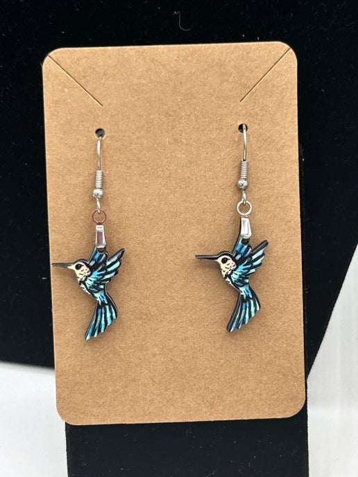Hummingbird Shaped Sublimated Earrings