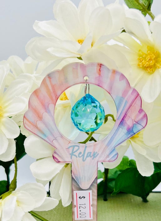 Acrylic Shaped Sublimated Garden Stake with hole and  crystal or Acrylic charm