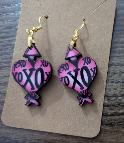 Heart Arrow Shaped Sublimated Earrings