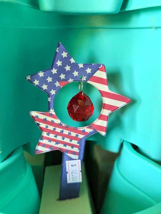 Acrylic Shaped Sublimated Garden Stake with hole and  crystal or Acrylic charm