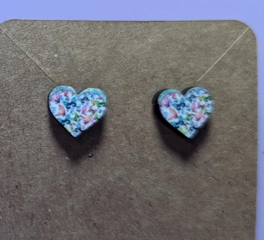 Heart Shaped Sublimated Stud Earrings