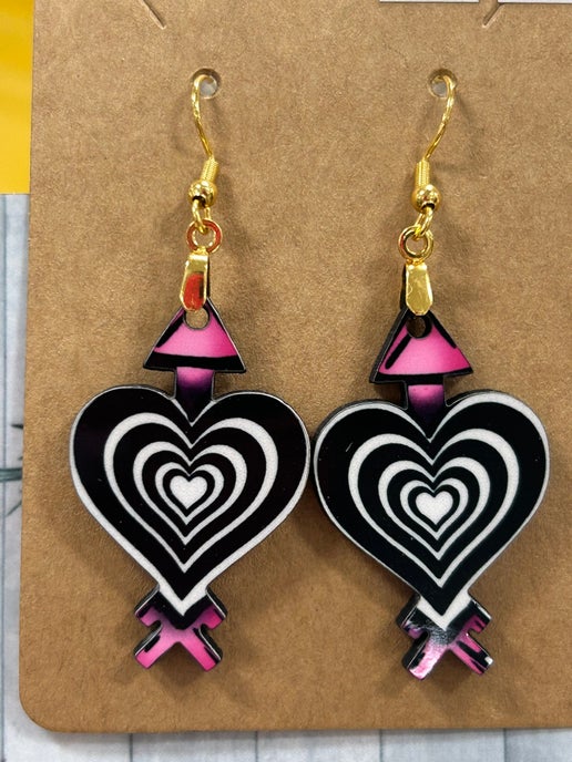 Heart Arrow Shaped Sublimated Earrings
