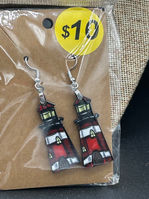 Lighthouse Shaped Sublimated Earrings 1.5 in.