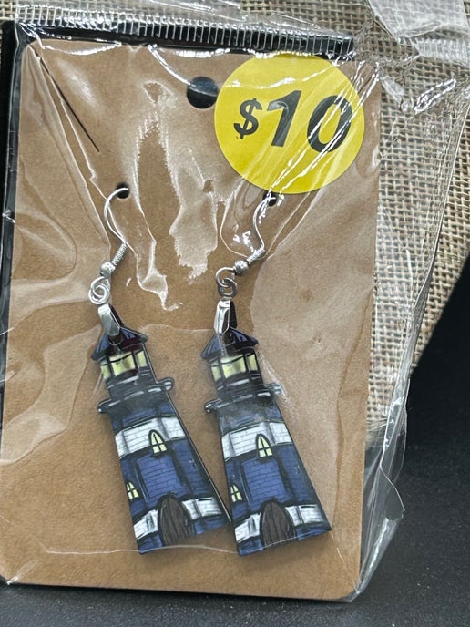 Lighthouse Shaped Sublimated Earrings MDF 1.5 Inch.