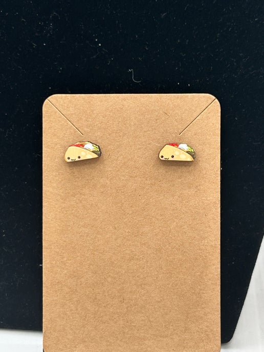 Taco Shaped Sublimated Stud Earring