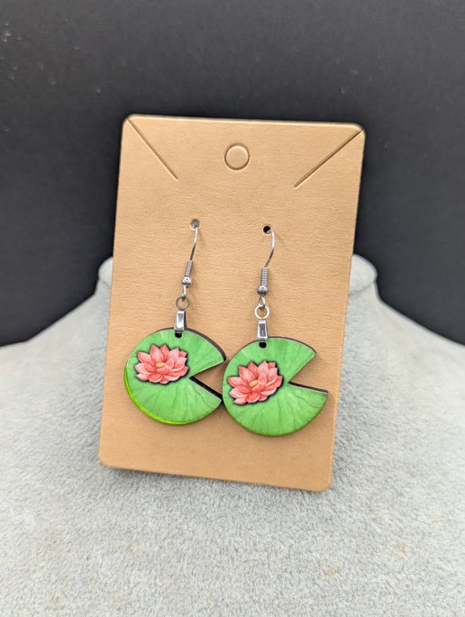 Lilypad Shaped Sublimated Earrings 1 inch