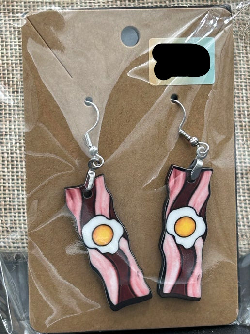 Bacon Shaped Sublimated Earring