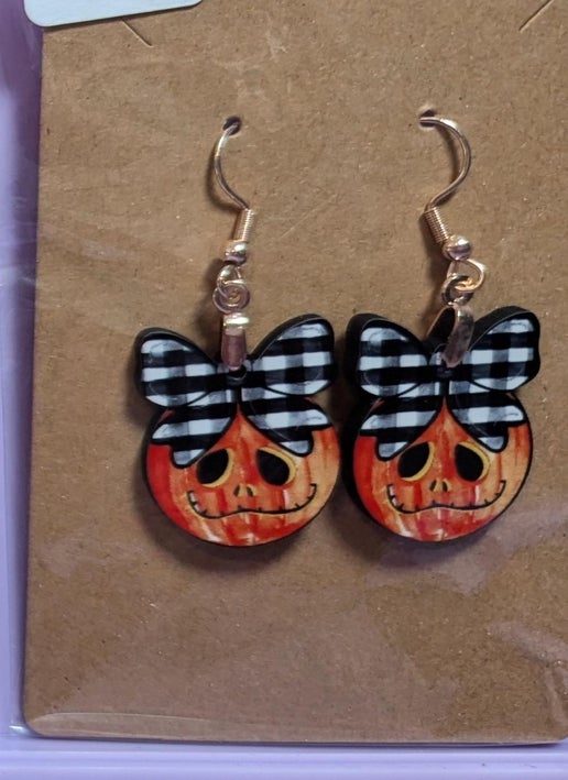 Ball with Bow Shaped Sublimated Earrings