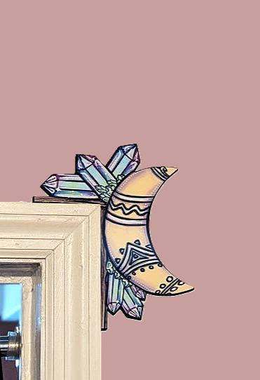 Moon and Crystals Shaped Sublimated Corner Sitter