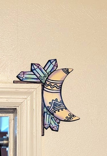 Moon and Crystals Shaped Sublimated Corner Sitter