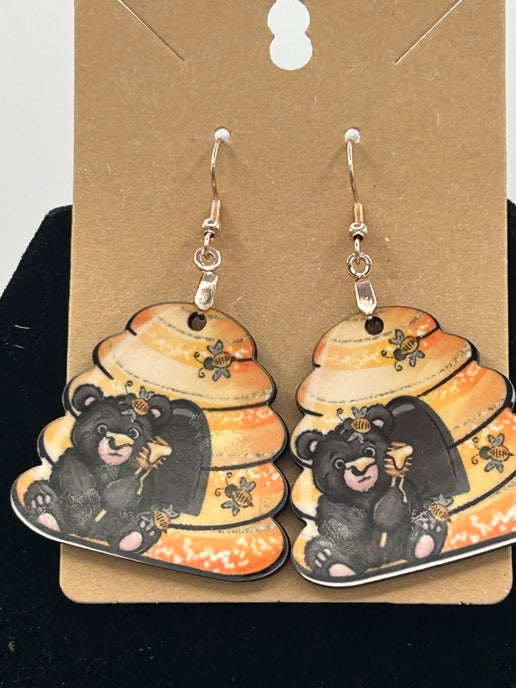 Beehive Shaped Sublimated Earrings 1.5 inch