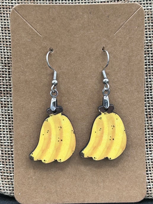 Banana Bunch Shaped Sublimated Earrings
