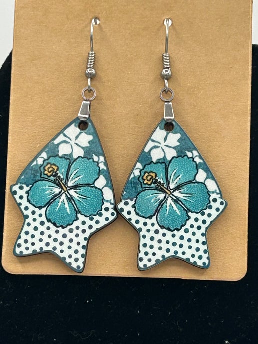 Teardrop Star Shaped Sublimated Earrings