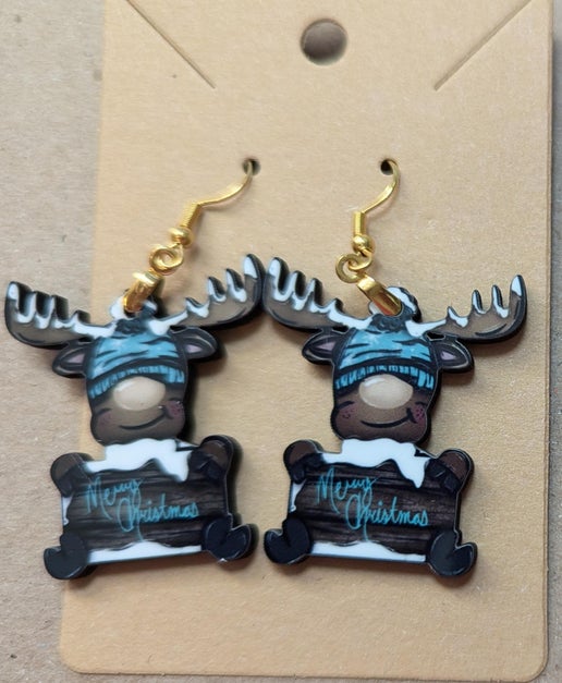 Moose Shaped Sublimated Earrings