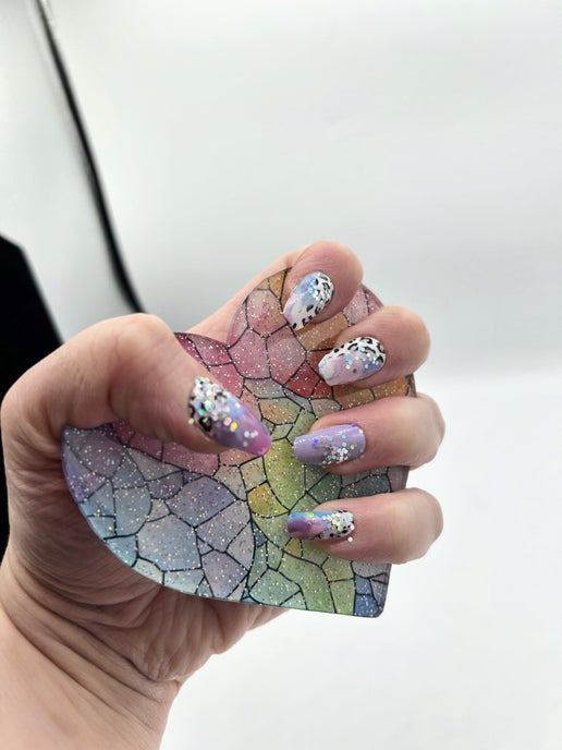 Glitter Acrylic Heart Shaped Sublimated Nail Photo Prop