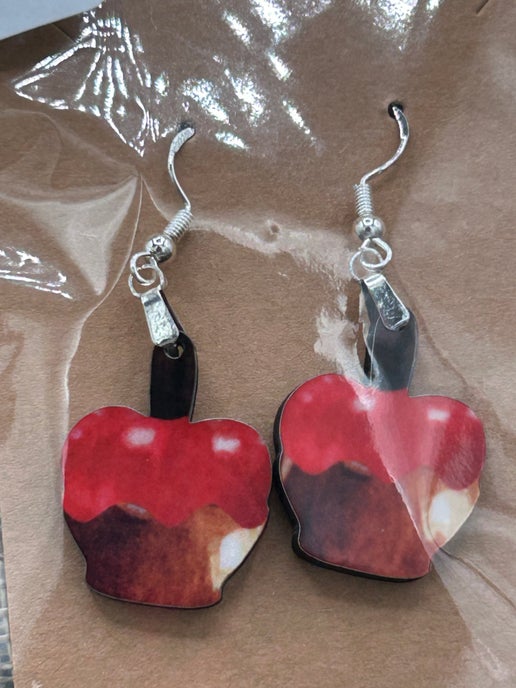 Candy Apple Shaped Sublimated Earrings 1 inch