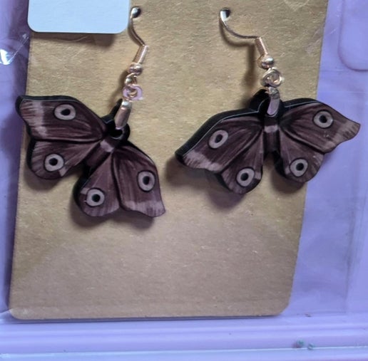 Moth Shaped Sublimated Earring 1.5 inch