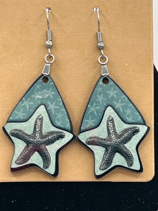 Teardrop Star Shaped Sublimated Earrings