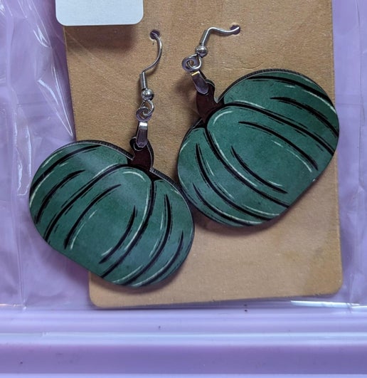 Pumpkin Shaped Sublimated Earrings 1.5 inch